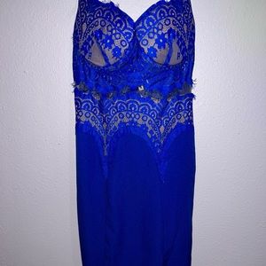 Blue midi Dress w/ Lace